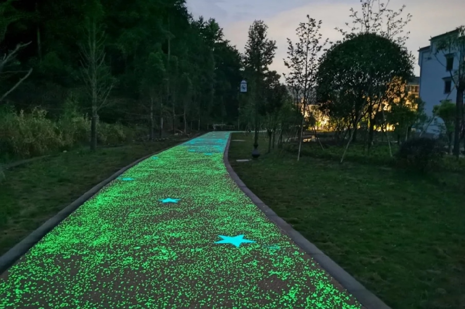 a road embedded with glow stones