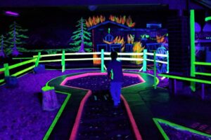 Playground with glow in the dark paint on the surfaces