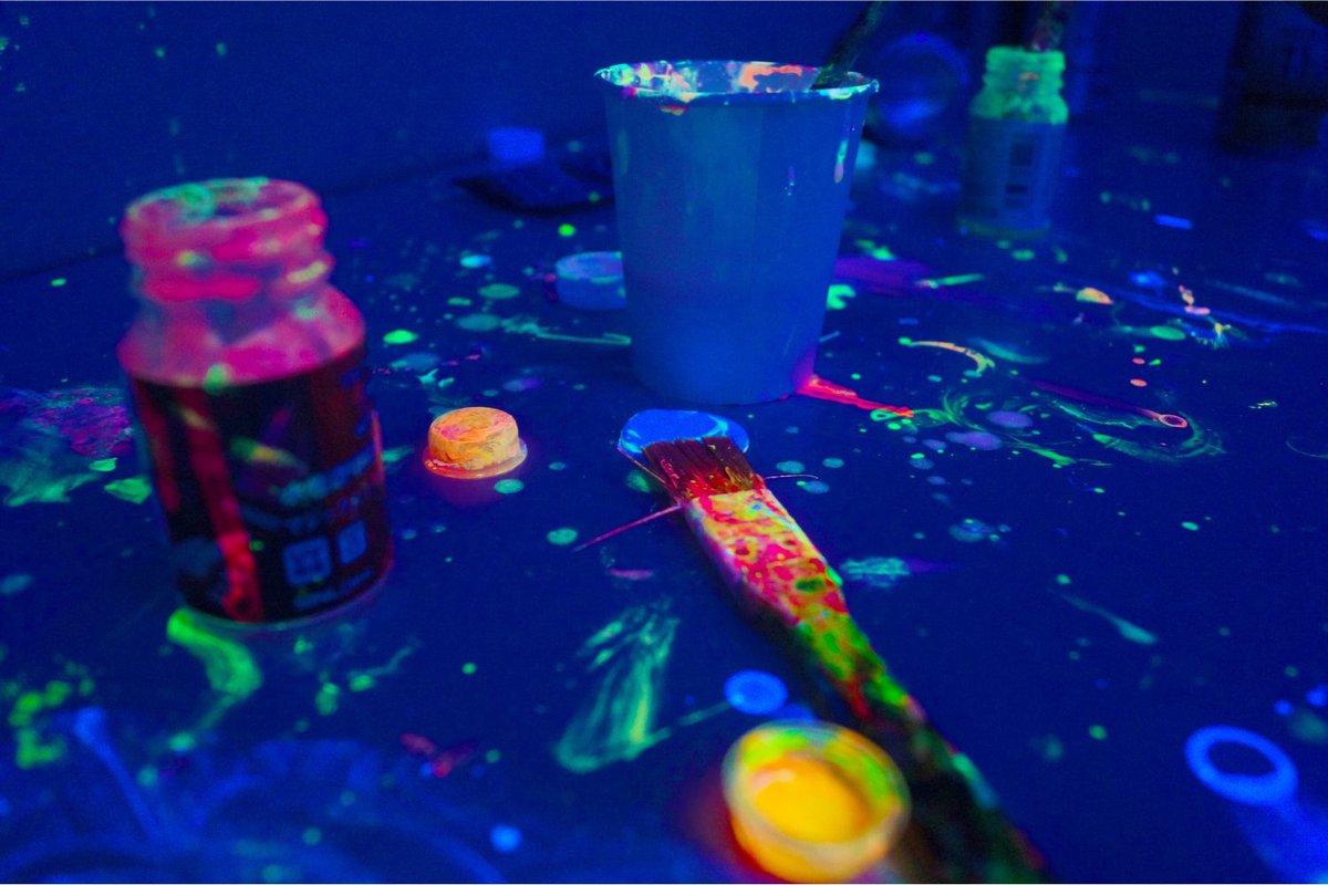 Fluorescent paints under UV light