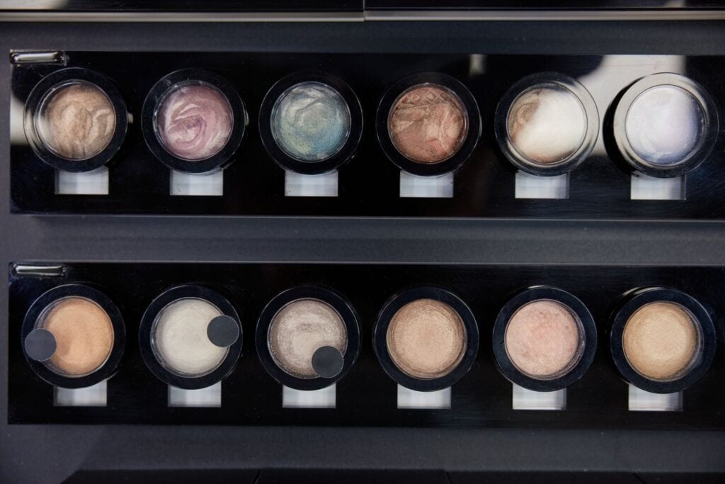 top view of pearlescent eyeshadows