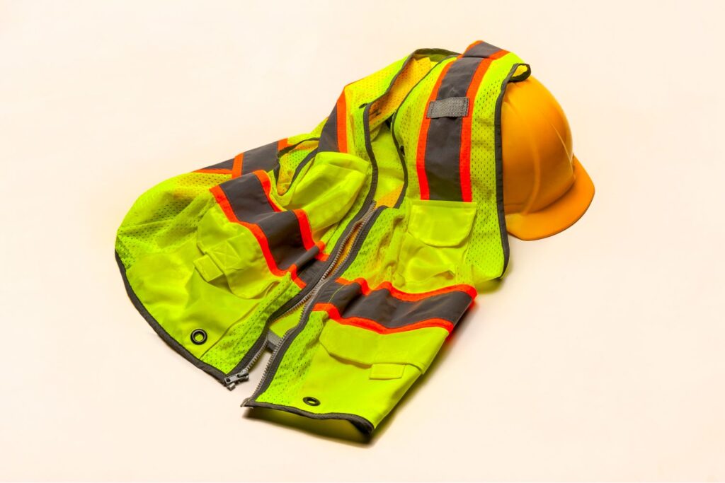 safety vest and helmet